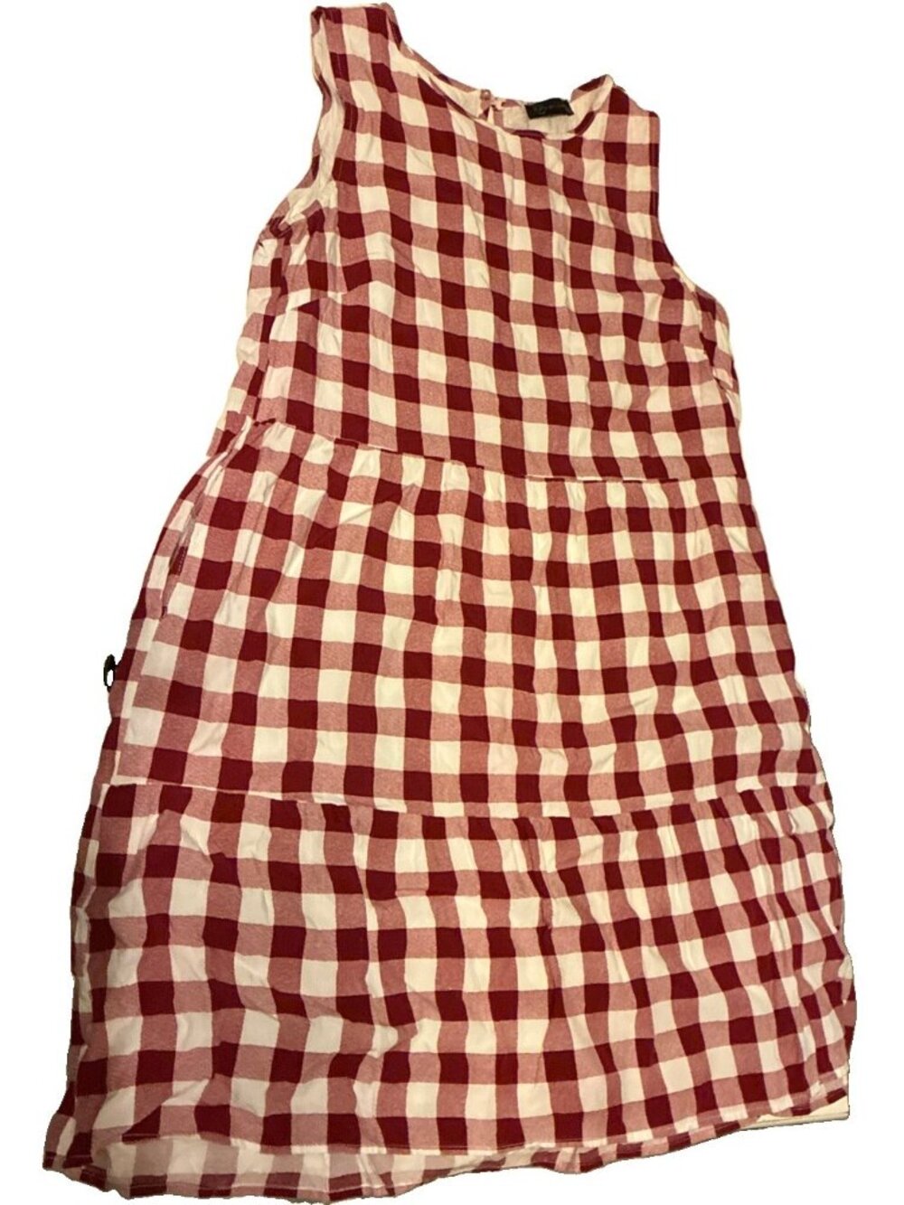 Pretty garden medium  picnic table burgundy check preppy
